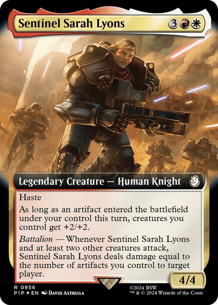 Sentinel Sarah Lyons (Extended Art) (Surge Foil) - Universes Beyond: Fallout (PIP) NM *FOIL*