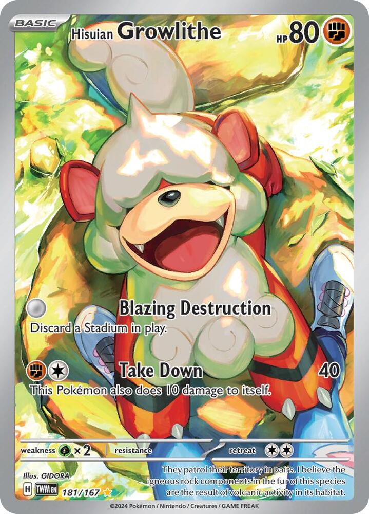 Hisuian Growlithe - 181/167 - SV06: Twilight Masquerade (TWM) NM *FOIL*