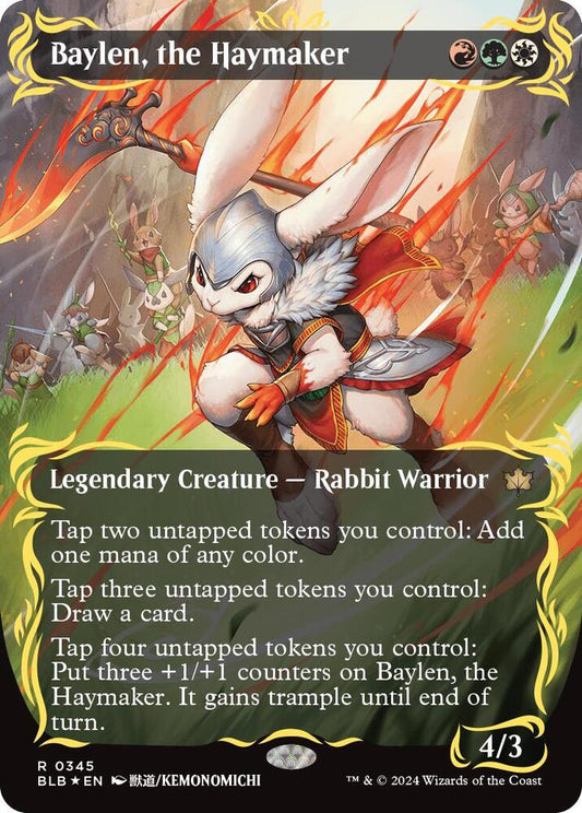 Baylen, the Haymaker (Borderless) (Raised Foil) - Bloomburrow (BLB) NM *FOIL*