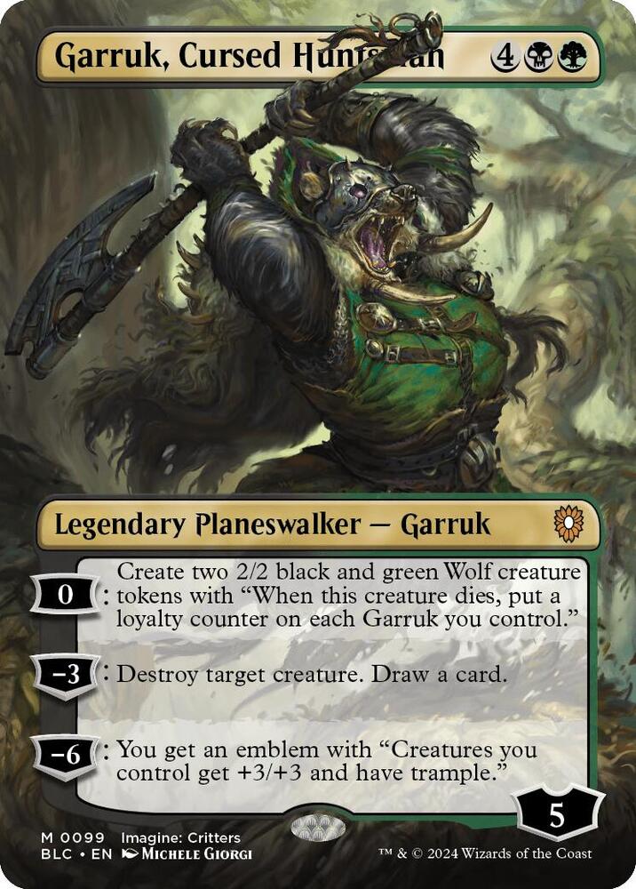 Garruk, Cursed Huntsman (Borderless) - Commander: Bloomburrow (BLC) NM