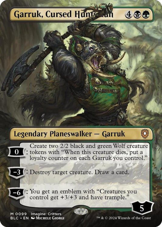 Garruk, Cursed Huntsman (Borderless) - Commander: Bloomburrow (BLC) NM