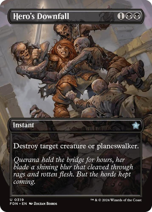 Hero's Downfall (Borderless) - Foundations (FDN) NM *FOIL*