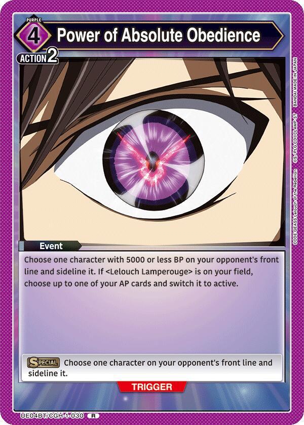 Power of Absolute Obedience - UE04BT: CODE GEASS: Lelouch of the Rebellion (UE04BT) LP *FOIL*