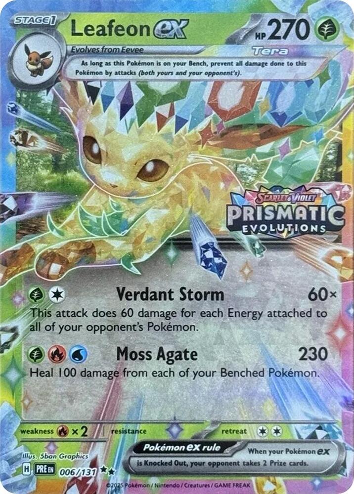 Leafeon ex - 006/131 (Prismatic Evolutions Stamp) - Miscellaneous Cards & Products (MCAP) NM *FOIL* SEALED