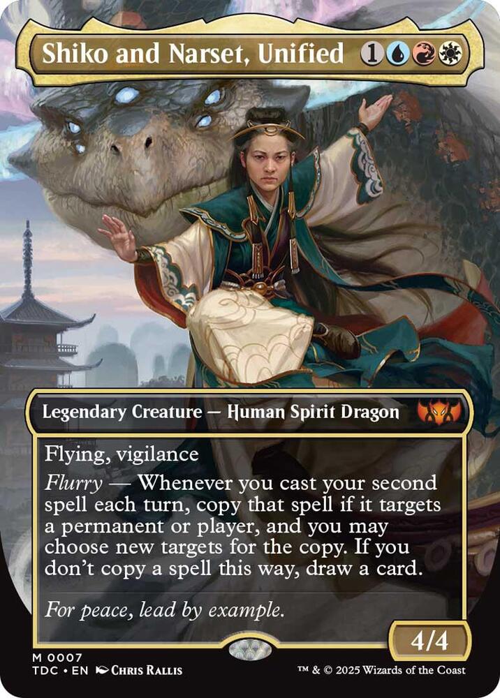 Shiko and Narset, Unified (Borderless) - Commander: Tarkir: Dragonstorm (TDC) NM