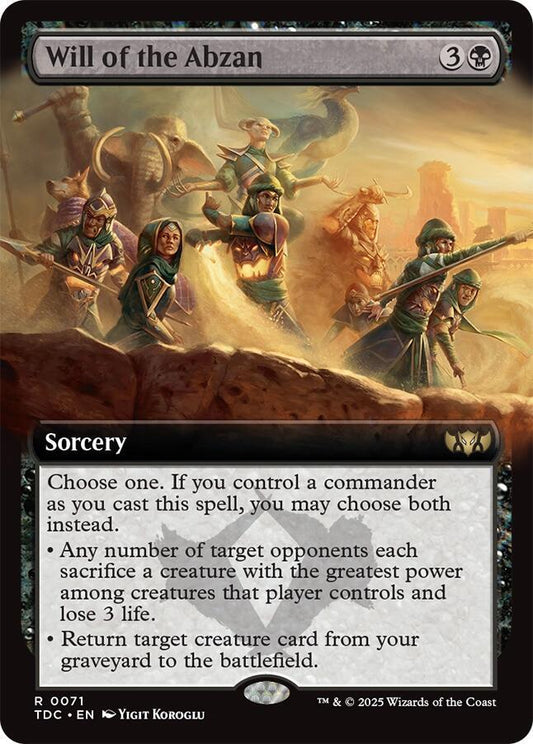 Will of the Abzan (Extended Art) - Commander: Tarkir: Dragonstorm (TDC) NM