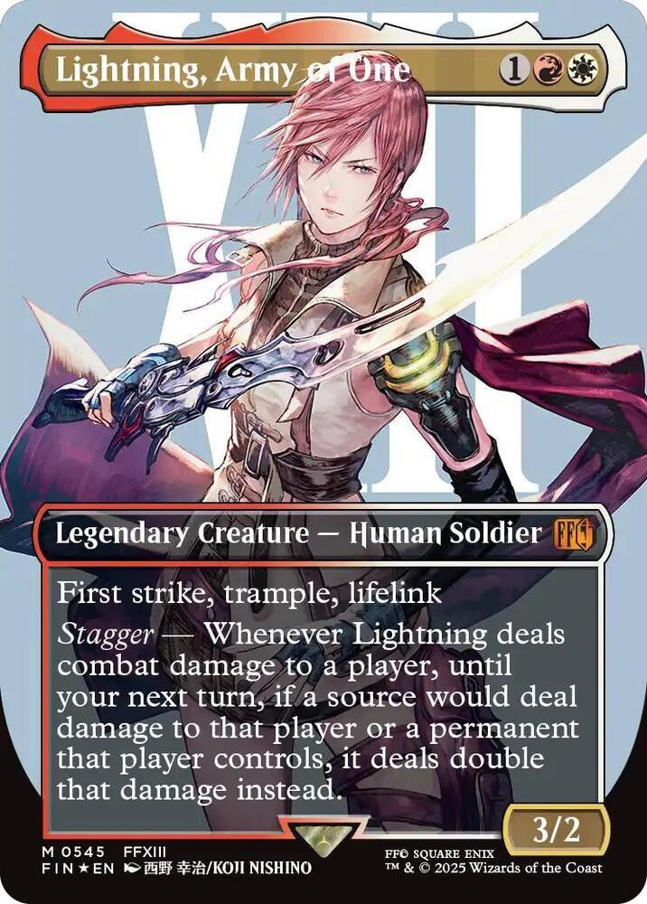 Lightning, Army of One (0545) (Borderless) (Surge Foil) - FINAL FANTASY (FIN) NM *FOIL*