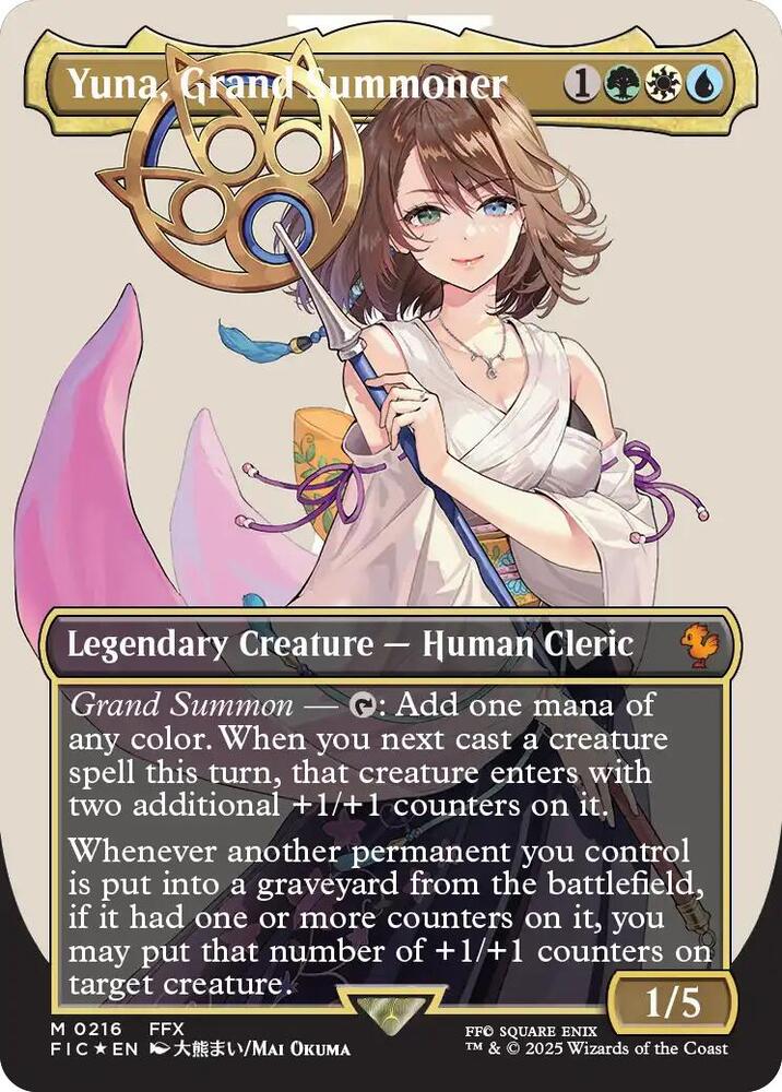 Yuna, Grand Summoner (Borderless) (Surge Foil) - Commander: FINAL FANTASY (FIC) NM *FOIL*