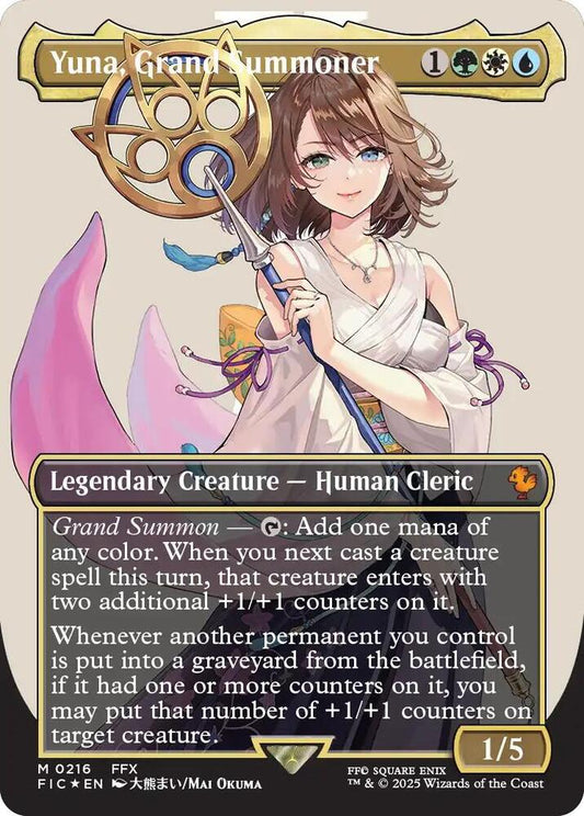 Yuna, Grand Summoner (Borderless) (Surge Foil) - Commander: FINAL FANTASY (FIC) NM *FOIL*