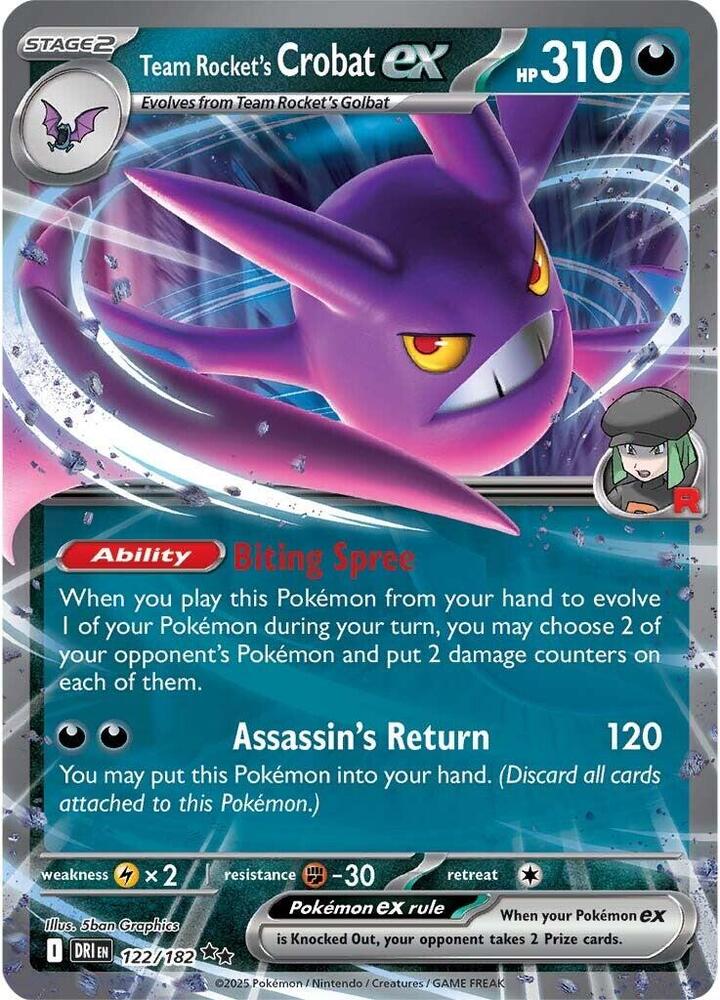 Team Rocket's Crobat ex - 122/182 - SV10: Destined Rivals (DRI) NM *FOIL*