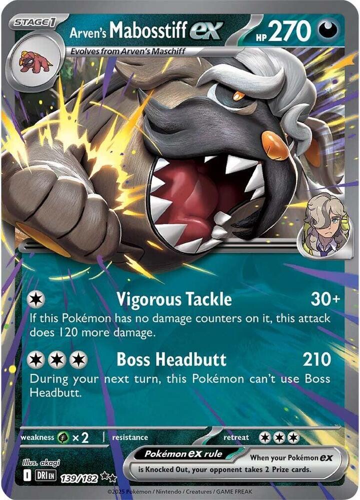 Arven's Mabosstiff ex - 139/182 - SV10: Destined Rivals (DRI) NM *FOIL*