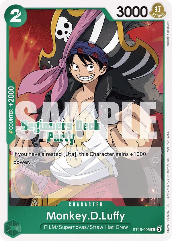 Monkey.D.Luffy (Beginners Deck Party [ST-23] - [ST-28] Participation Pack) - One Piece Promotion Cards (OP-PR) NM *FOIL*