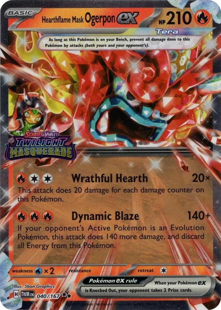 Hearthflame Mask Ogerpon ex (Twilight Masquerade Stamp) - Miscellaneous Cards & Products (MCAP) NM *FOIL*
