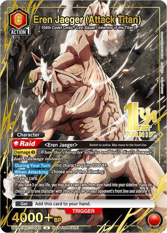 Eren Jaeger (Attack Titan) (093) (Gold) - Union Arena Promotion Cards (UEPR) NM *FOIL*