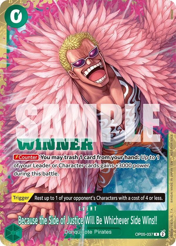 Because the Side of Justice Will Be Whichever Side Wins!! (Winner Pack 2025 Vol. 4) - One Piece Promotion Cards (OP-PR) NM *FOIL*