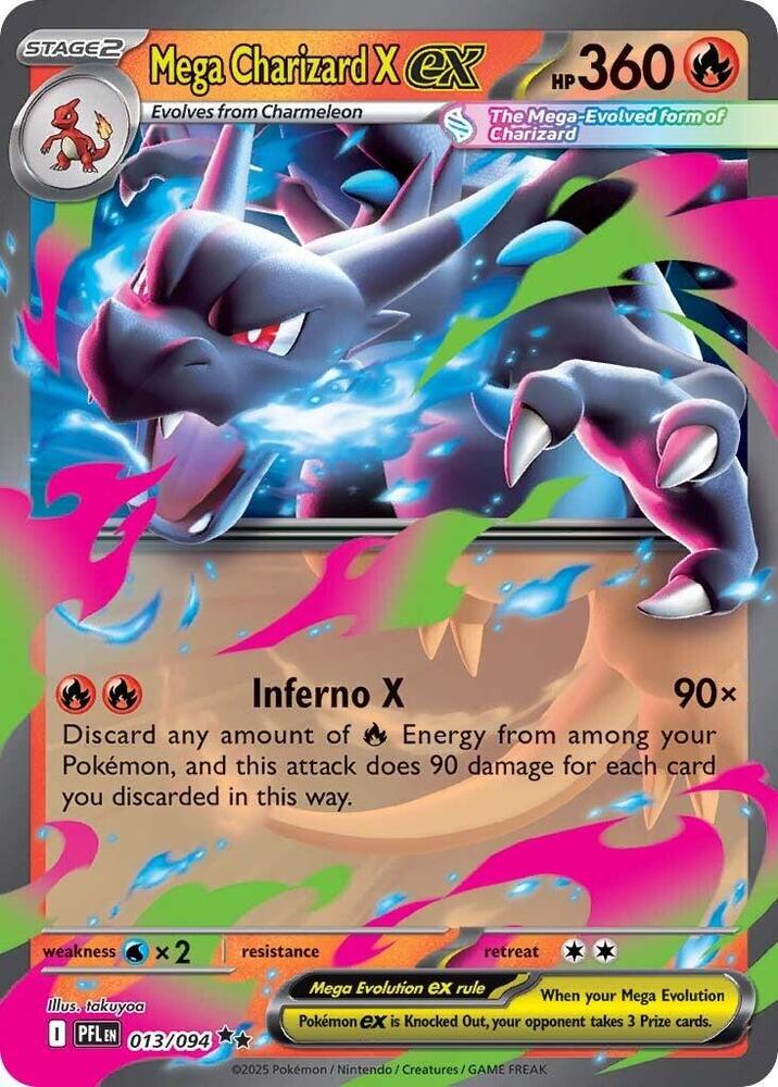 Mega Charizard X ex - 013/094 - ME02: Phantasmal Flames (PFL) NM *FOIL*
