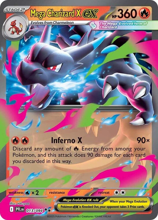Mega Charizard X ex - 013/094 - ME02: Phantasmal Flames (PFL) NM *FOIL*
