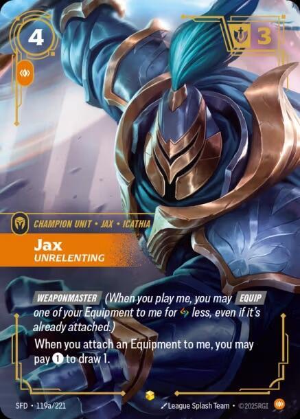 Jax - Unrelenting (Alternate Art) - Spiritforged (SFD) NM *FOIL*