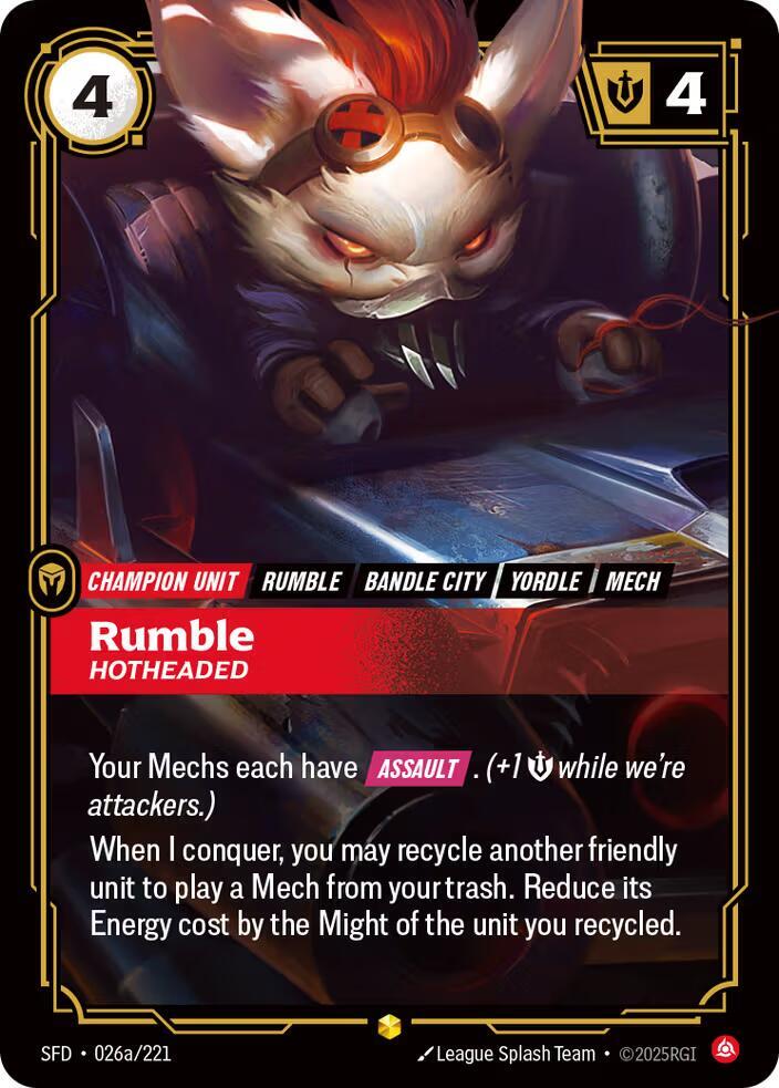 Rumble - Hotheaded (Alternate Art) - Spiritforged (SFD) NM *FOIL*