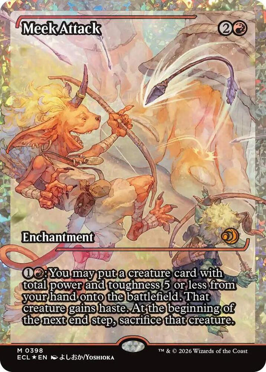 Meek Attack (0398) (Showcase) (Fracture Foil) - Lorwyn Eclipsed (ECL) NM *FOIL*