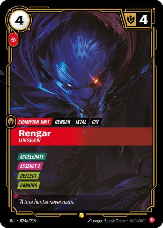 Rengar - Unseen (Alternate Art) - Unleashed (UNL) NM *FOIL*