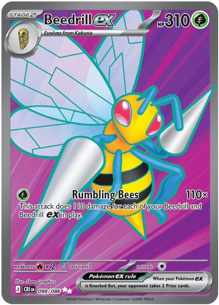 Beedrill ex - 098/086 - ME04: Chaos Rising (CRI) NM *FOIL*