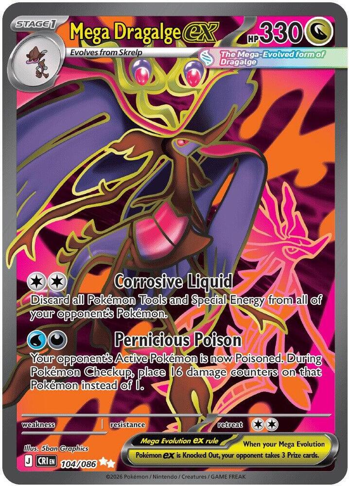 Mega Dragalge ex - 104/086 - ME04: Chaos Rising (CRI) NM *FOIL*