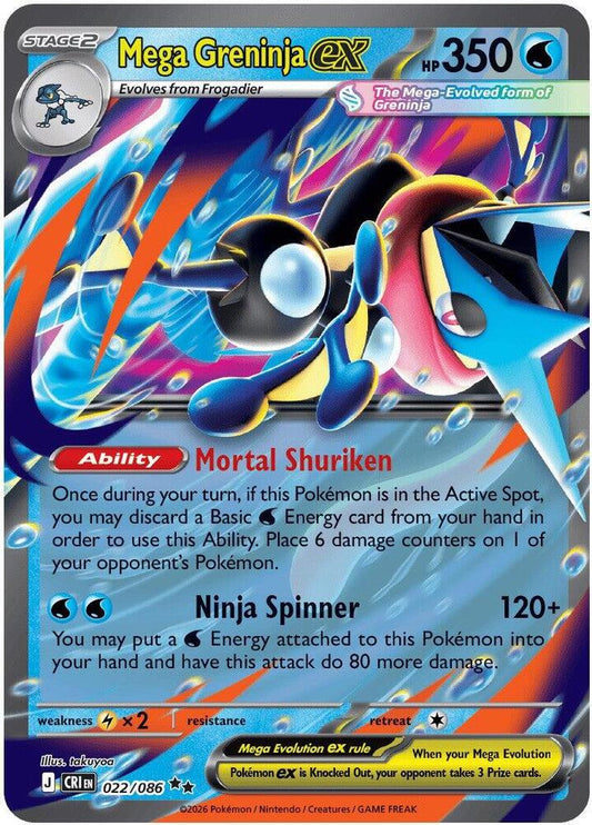 Mega Greninja ex - 022/086 - ME04: Chaos Rising (CRI) NM *FOIL*
