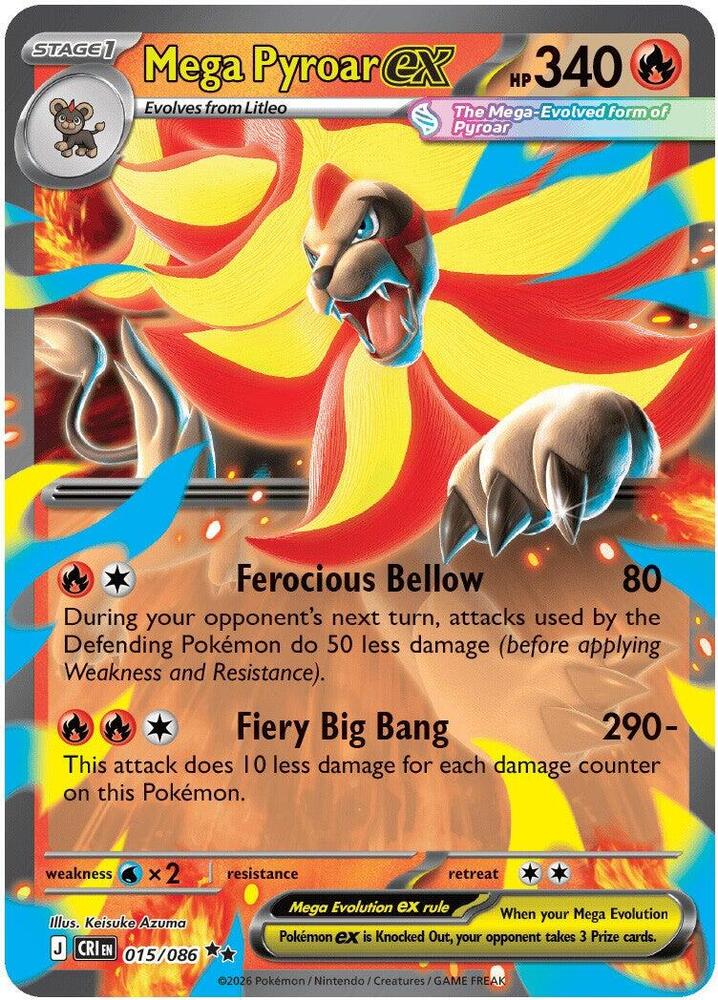 Mega Pyroar ex - 015/086 - ME04: Chaos Rising (CRI) NM *FOIL*