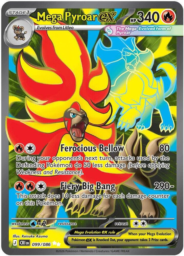 Mega Pyroar ex - 099/086 - ME04: Chaos Rising (CRI) NM *FOIL*