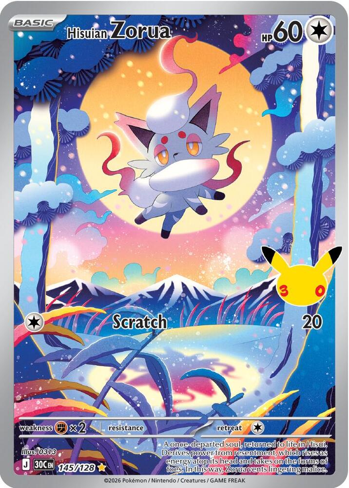 Hisuian Zorua - 145/128 - ME: 30th Celebration (30C) NM *FOIL*
