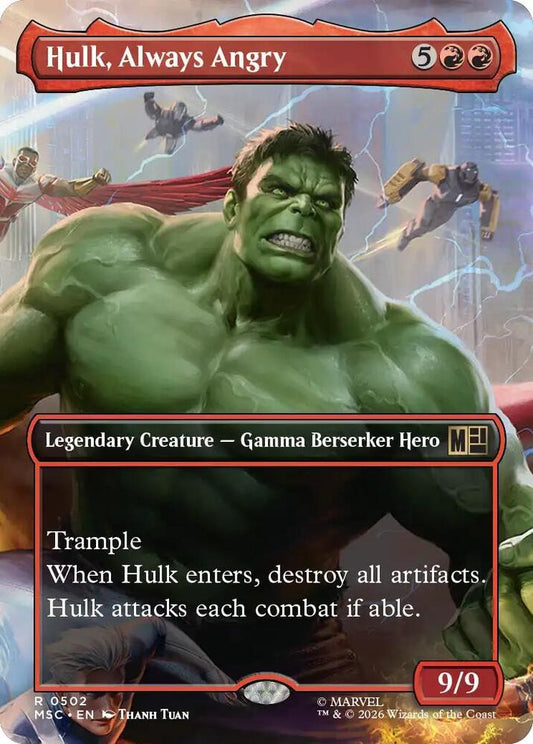 Hulk, Always Angry (Borderless) - Commander: Marvel Super Heroes (MSC) NM *FOIL*