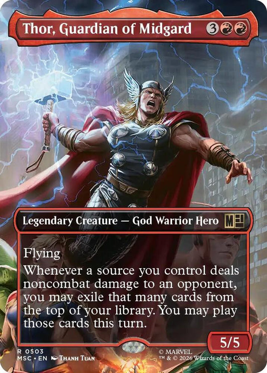 Thor, Guardian of Midgard (Borderless) - Commander: Marvel Super Heroes (MSC) NM *FOIL*