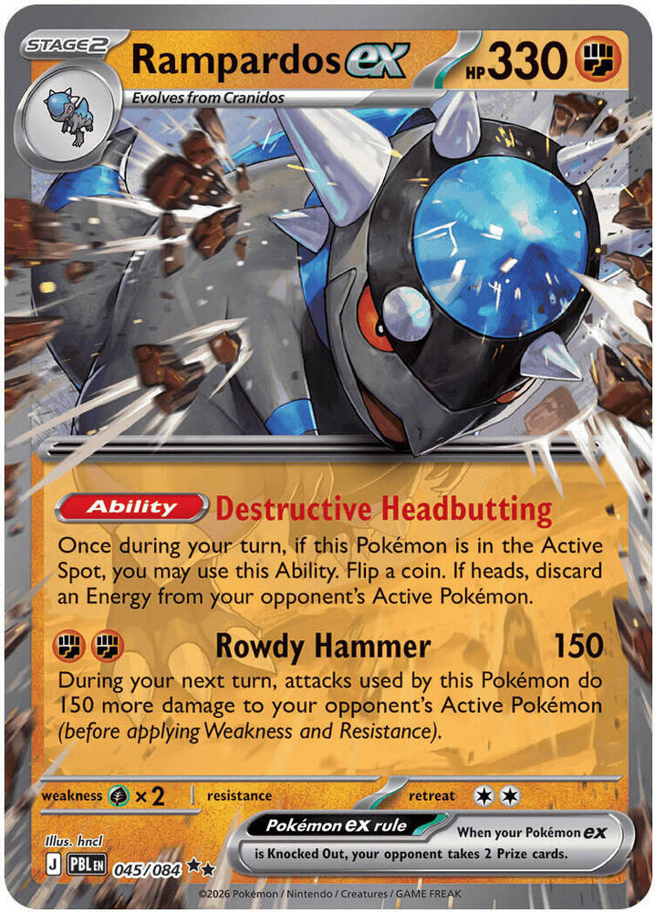 Rampardos ex - 045/084 - ME05: Pitch Black (PBL) NM *FOIL*