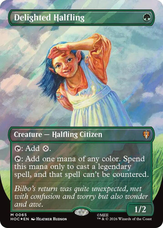 Delighted Halfling (Borderless) (Surge Foil) - The Hobbit: Eternal-Legal (HOC) NM *FOIL*