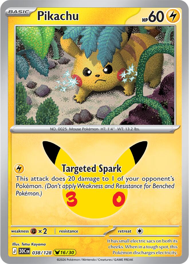 Pikachu - 038/128 - ME: 30th Celebration (30C) LP *FOIL*