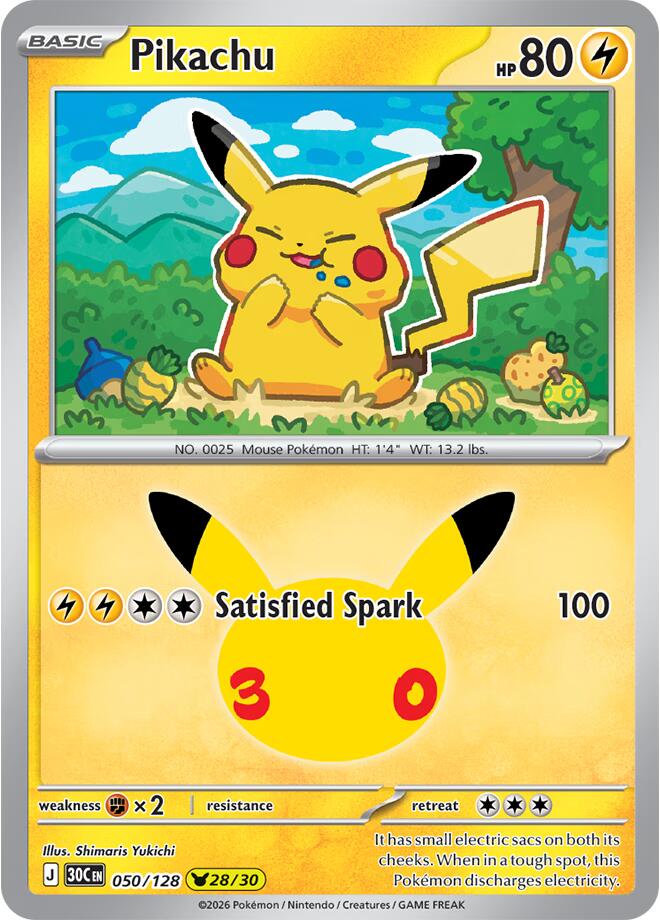 Pikachu - 050/128 - ME: 30th Celebration (30C) LP *FOIL*