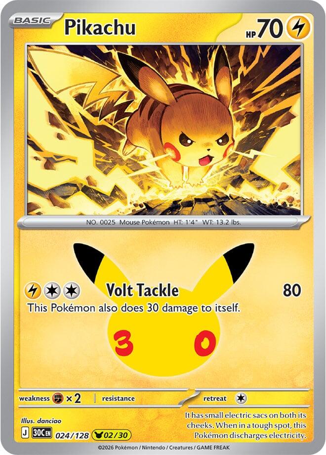 Pikachu - 024/128 - ME: 30th Celebration (30C) LP *FOIL*
