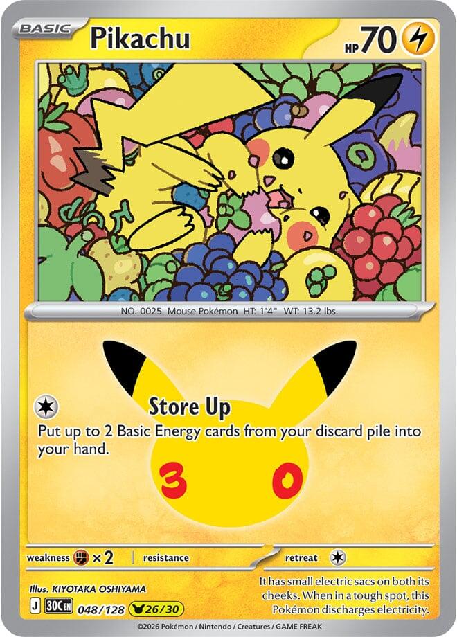 Pikachu - 048/128 - ME: 30th Celebration (30C) NM *FOIL*