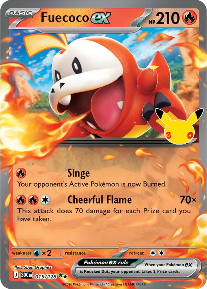 Fuecoco ex - 015/128 - ME: 30th Celebration (30C) NM *FOIL*